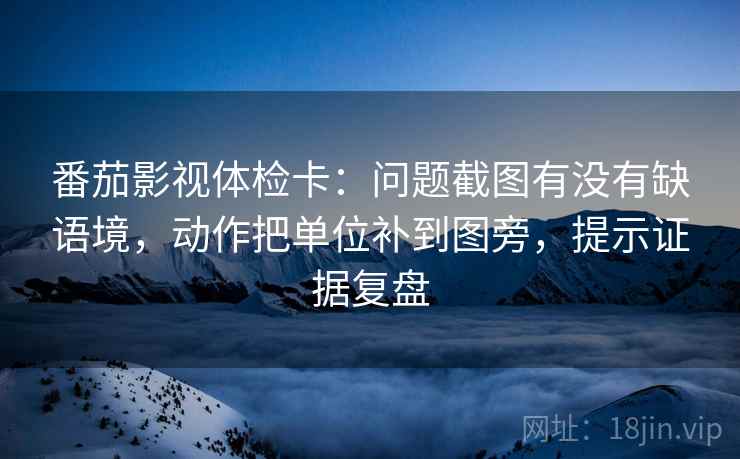 番茄影视体检卡：问题截图有没有缺语境，动作把单位补到图旁，提示证据复盘